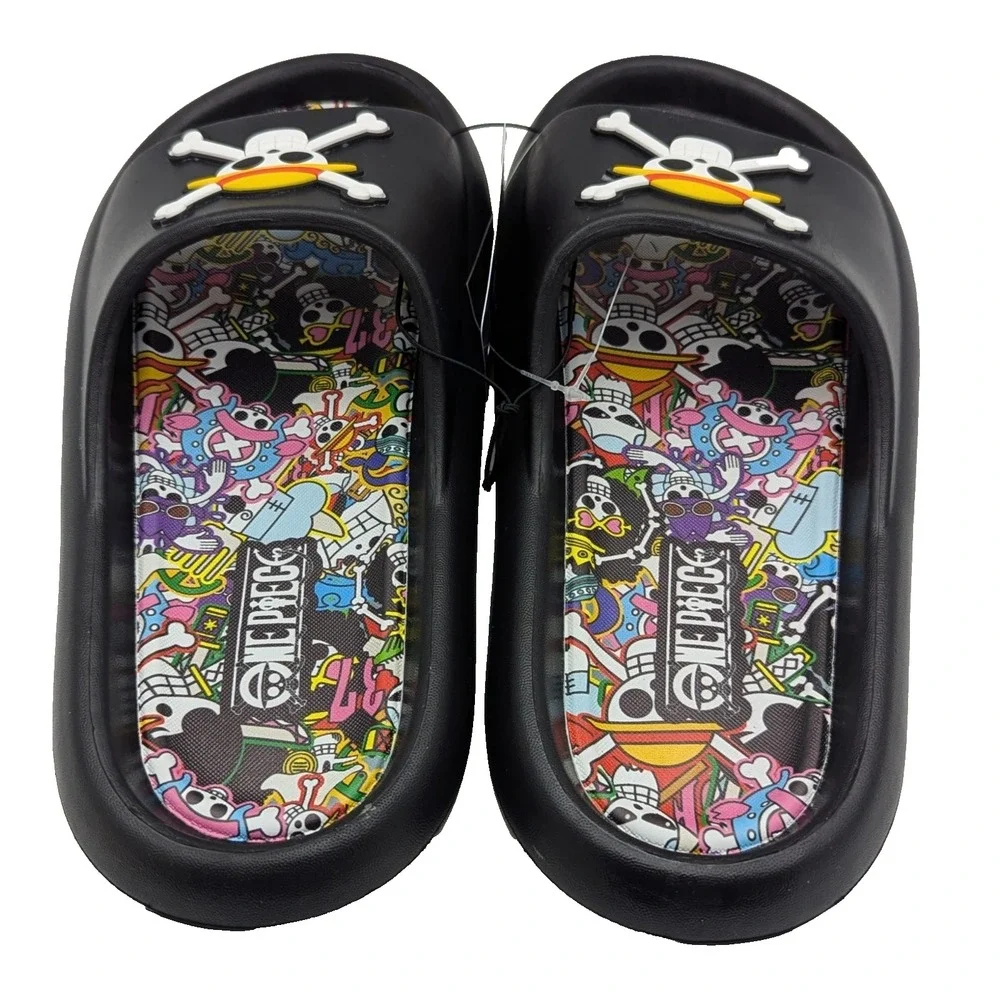 One Piece Anime Skull Slides Sandals Mens Size 9 Black Anime Slip On